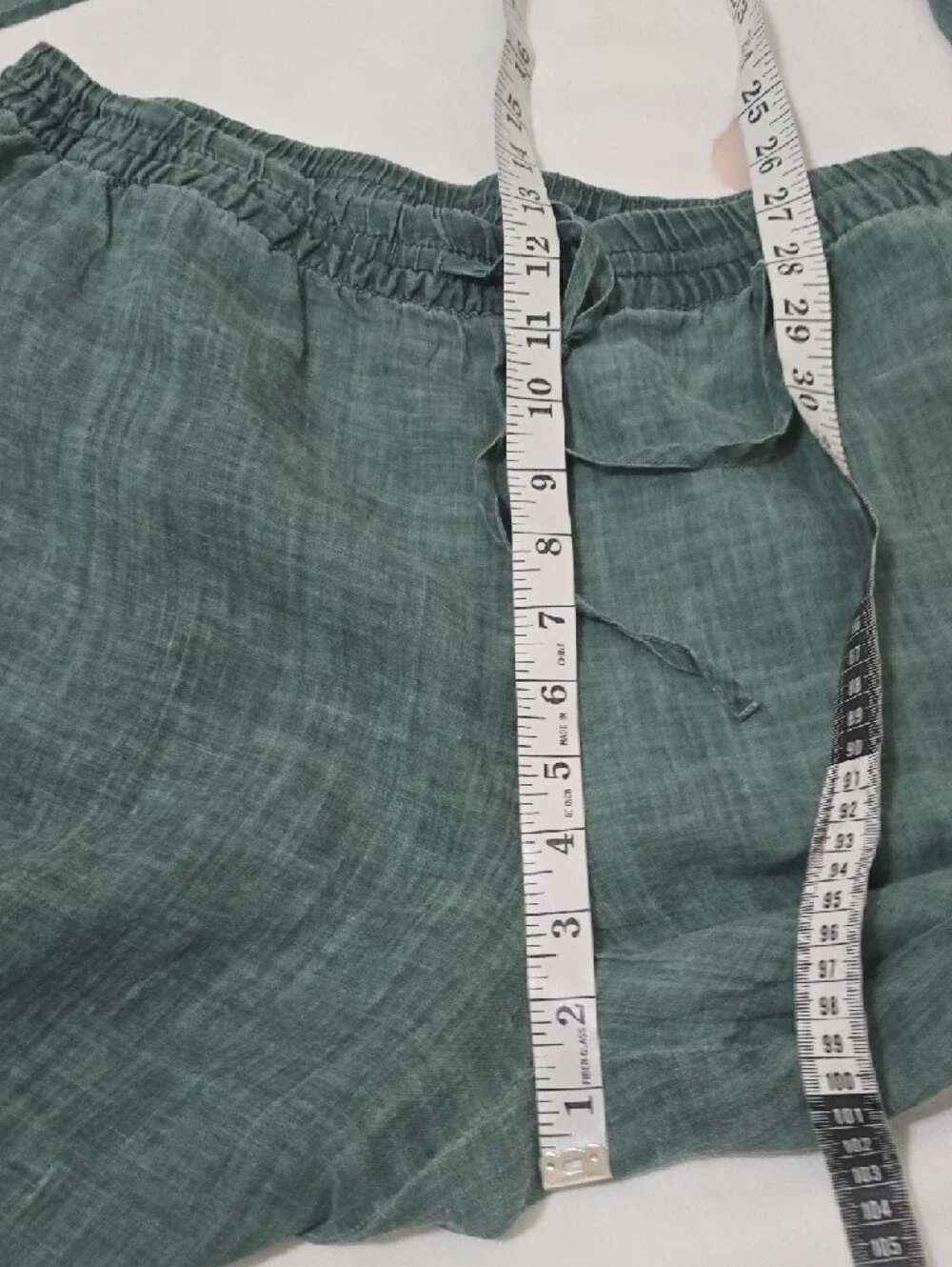 Zara Linen-Blend Relaxed Drawstring 2 Piece Set in Teal Green L‎